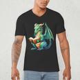 Dragon With Book Men's V-Neck T-Shirt Dragon With Book Men's V-Neck T-Shirt
