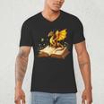 Dragon Fantasy Book Lover Bookish Reader Bookworm Wildflower Men's V-Neck T-Shirt