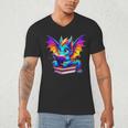 Dragon Reading a Book Bookworm Book Men's V-Neck T-Shirt Dragon Reading a Book Bookworm Book Men's V-Neck T-Shirt