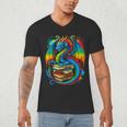 Dragon Reading Colorful Fantasy Book Lover Men's V-Neck T-Shirt Dragon Reading Colorful Fantasy Book Lover Men's V-Neck T-Shirt