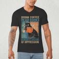 Drink Coffee Read Books Dismantle Systems Of Oppression Cat Men's V-Neck T-Shirt Drink Coffee Read Books Dismantle Systems Of Oppression Cat Men's V-Neck T-Shirt