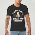 Easily Distracted By Cats & Books Tee Reader Book Worm Men's V-Neck T-Shirt Easily Distracted By Cats & Books Tee Reader Book Worm Men's V-Neck T-Shirt
