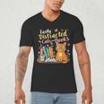 Easily Distracted By Cats And Books Book & Cat Lover Men's V-Neck T-Shirt