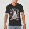 Easily Distracted By Cats And Books Reading Men's V-Neck T-Shirt