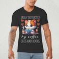 Easily Distracted By Coffee Cats And Books Men's V-Neck T-Shirt