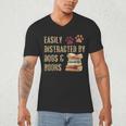 Easily Distracted By Dogs And Books Pets Books Lovers Men's V-Neck T-Shirt Easily Distracted By Dogs And Books Pets Books Lovers Men's V-Neck T-Shirt
