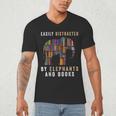 Easily Distracted By Elephants And Books Elephant Men's V-Neck T-Shirt