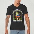 Easily Distracted By Frogs And Books Men's V-Neck T-Shirt