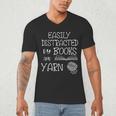 Easily Distracted By Knitting Books And Yarn Quote Reader Men's V-Neck T-Shirt Easily Distracted By Knitting Books And Yarn Quote Reader Men's V-Neck T-Shirt