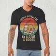 Easily Distracted By Sloths And Books Men's V-Neck T-Shirt Easily Distracted By Sloths And Books Men's V-Neck T-Shirt