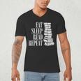 Eat Sleep Read Repeat Reading Book Librarian Men Women Kids Men's V-Neck T-Shirt