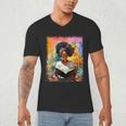Educated Afro Girl Reading Book Lover History Month Men's V-Neck T-Shirt Educated Afro Girl Reading Book Lover History Month Men's V-Neck T-Shirt