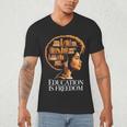 Education Is Freedom Afro Woman Book Illustration Men's V-Neck T-Shirt Education Is Freedom Afro Woman Book Illustration Men's V-Neck T-Shirt