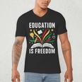 Education Is Freedom Books History Teacher Kids Men's V-Neck T-Shirt Education Is Freedom Books History Teacher Kids Men's V-Neck T-Shirt