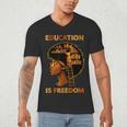 Education Is Freedom Teacher Book Black History Month Men's V-Neck T-Shirt Education Is Freedom Teacher Book Black History Month Men's V-Neck T-Shirt