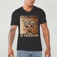 Education Is Freedom Teacher Books Black History Women Men's V-Neck T-Shirt