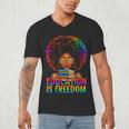 Education Is Freedom Teacher Books History Month Men's V-Neck T-Shirt