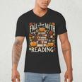 Fall In Love With Reading Book Autumn Pumpkins And Teachers Men's V-Neck T-Shirt Fall In Love With Reading Book Autumn Pumpkins And Teachers Men's V-Neck T-Shirt