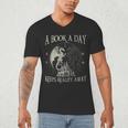 Fantasy Book Club Dragon Reader Book A Day Keep Reality Away Men's V-Neck T-Shirt