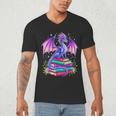 Fantasy Dragon Reading Books Bookworm Men's V-Neck T-Shirt