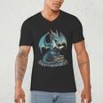Fantasy Dragon Reading Magical Book Lover Halloween Vibes Men's V-Neck T-Shirt