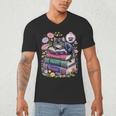 Fantasy Drama Tragedy Cute Cat Book Lover Readers Librarians Men's V-Neck T-Shirt Fantasy Drama Tragedy Cute Cat Book Lover Readers Librarians Men's V-Neck T-Shirt