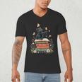 Fantasy Drama Tragedy Reading Lover Book Cat Humor Men's V-Neck T-Shirt