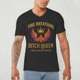 Fire Breathing Bitch Queen I Will Not Be Afraid Fantasy Book Men's V-Neck T-Shirt Fire Breathing Bitch Queen I Will Not Be Afraid Fantasy Book Men's V-Neck T-Shirt