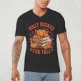 Fully Booked For Fall Books Pumpkin Autumn Thanksgiving Men's V-Neck T-Shirt
