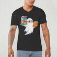Ghost Reading Books Halloween Library Men's V-Neck T-Shirt