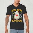 Ghost Reading Books Teacher Student Halloween Read More Book Men's V-Neck T-Shirt Ghost Reading Books Teacher Student Halloween Read More Book Men's V-Neck T-Shirt