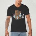 Ghosts Reading Books Teacher Halloween Librarian Book Lover Men's V-Neck T-Shirt