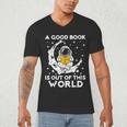 Good Book Is Out Of This World Astronaut Moon Space Reading Men's V-Neck T-Shirt Good Book Is Out Of This World Astronaut Moon Space Reading Men's V-Neck T-Shirt