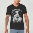 Good Girls Read Bad Books Skeleton Reading Book Halloween Men's V-Neck T-Shirt Good Girls Read Bad Books Skeleton Reading Book Halloween Men's V-Neck T-Shirt
