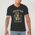 Good Girls Read Bad Books Vintage Skeleton Reader Men's V-Neck T-Shirt