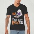 Halloween Teacher Women Cute Reading Ghost Read More Books Men's V-Neck T-Shirt