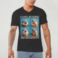 Hedgehog Love Reading And Hedgehogs Child Book Lover Men's V-Neck T-Shirt Hedgehog Love Reading And Hedgehogs Child Book Lover Men's V-Neck T-Shirt