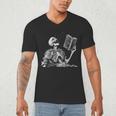 Hilarious Skeleton Holding a Book And Laughing Gothic Men's V-Neck T-Shirt