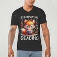 I'd Rather Be Reading Cute Fox Book Lover Reader Bookworm Men's V-Neck T-Shirt