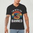 I'm With The Banned Stack Of Books Vintage Sunset Retro Men's V-Neck T-Shirt I'm With The Banned Stack Of Books Vintage Sunset Retro Men's V-Neck T-Shirt