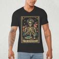 The Introvert Skeleton Tarot Card Coffee Book Lover Men's V-Neck T-Shirt The Introvert Skeleton Tarot Card Coffee Book Lover Men's V-Neck T-Shirt