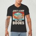 Just A Boy Who Loves Books Reading Bookworm Boys Kids Men's V-Neck T-Shirt