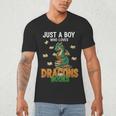 Just a Boy Who Loves Dragons And Books Reading Dragon Men's V-Neck T-Shirt
