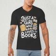 Just a Girl Who Loves Books Bookish Readers Book Lover Girls Men's V-Neck T-Shirt Just a Girl Who Loves Books Bookish Readers Book Lover Girls Men's V-Neck T-Shirt