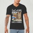 Just a Girl Who Loves Cats And Books Men's V-Neck T-Shirt Just a Girl Who Loves Cats And Books Men's V-Neck T-Shirt