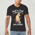 Just a Girl Who Loves Cats And Books Reading Cat & Bookworm Men's V-Neck T-Shirt Just a Girl Who Loves Cats And Books Reading Cat & Bookworm Men's V-Neck T-Shirt