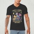 Just a Girl Who Loves Cute Dragons And Books Men's V-Neck T-Shirt