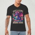 Just a Girl Who Loves Dragons And Books Dragon Men's V-Neck T-Shirt Just a Girl Who Loves Dragons And Books Dragon Men's V-Neck T-Shirt