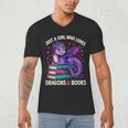 Just a Girl Who Loves Dragons And Books Reading Men's V-Neck T-Shirt