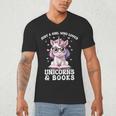 Just a Girl Who Loves Unicorns & Books Bookish Unicorn Love Men's V-Neck T-Shirt
